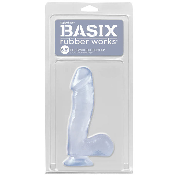 Basix 6.5 Inch Suction Base Dildo, Clear
